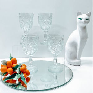 Hobstar 12 Ounce Water or Wine Glass Goblet, 12 Ounce, 1 Sets of 4 Glasses